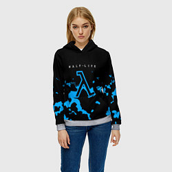 Толстовка-худи женская Half life синий камуфляж, цвет: 3D-меланж — фото 2