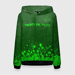 Толстовка-худи женская Twenty One Pilots - green gradient посередине, цвет: 3D-черный