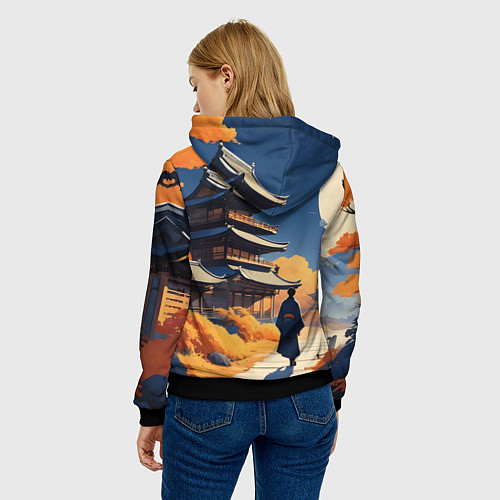 Женская толстовка Азия ночь луна / 3D-Черный – фото 4