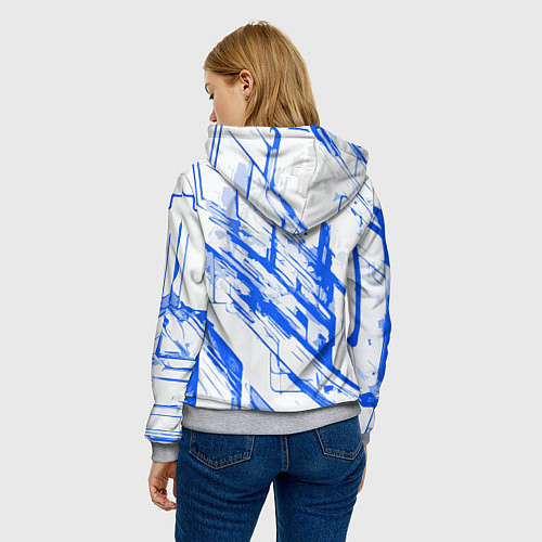 Женская толстовка Синие полосы на белом фоне / 3D-Меланж – фото 4
