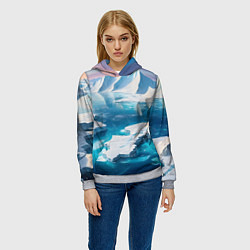 Толстовка-худи женская Арктика льдины, цвет: 3D-меланж — фото 2