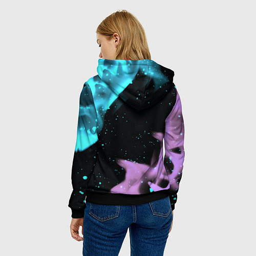 Женская толстовка Genshin Impact flame neon / 3D-Черный – фото 4