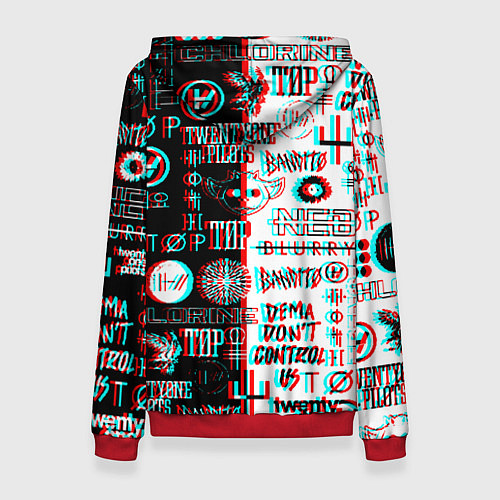 Женская толстовка Twenty one pilots glitch pattern / 3D-Красный – фото 2