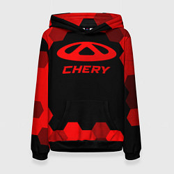 Толстовка-худи женская Chery - red gradient, цвет: 3D-черный