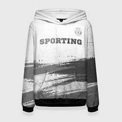 Толстовка-худи женская Sporting - white gradient посередине, цвет: 3D-черный