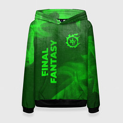 Толстовка-худи женская Final Fantasy - green gradient вертикально, цвет: 3D-черный