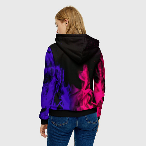 Женская толстовка Cyberpunk 2077 neon flame / 3D-Черный – фото 4