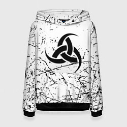 Толстовка-худи женская Символика славянская текстура, цвет: 3D-черный