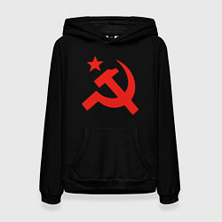 Толстовка-худи женская Серп и молот красный, цвет: 3D-черный