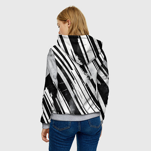 Женская толстовка Платиновые и черные полосы / 3D-Меланж – фото 4
