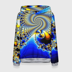 Толстовка-худи женская Фрактальный психоделики узор, цвет: 3D-меланж