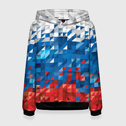 Толстовка-худи женская Пиксельный флаг, цвет: 3D-черный