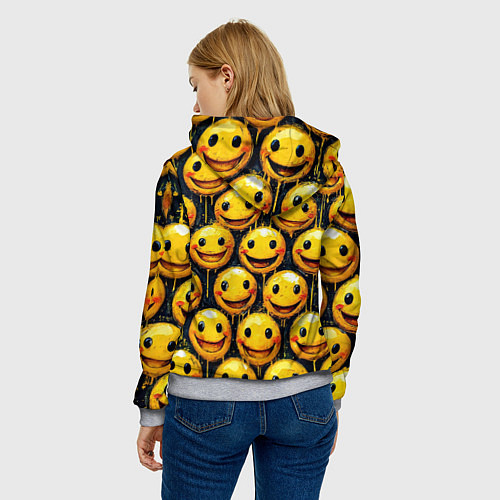 Женская толстовка Смайлы краской с потеками / 3D-Меланж – фото 4
