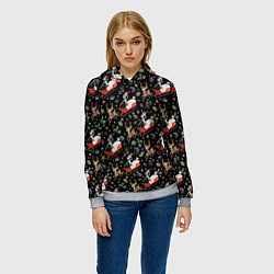 Толстовка-худи женская Рик и Морти сани с оленем - Christmas, цвет: 3D-меланж — фото 2