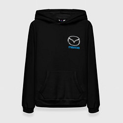 Толстовка-худи женская Mazda logo auto, цвет: 3D-черный