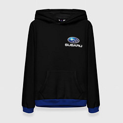 Толстовка-худи женская Subaru logo auto, цвет: 3D-синий