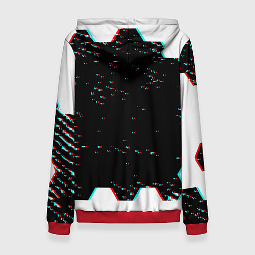 Женская толстовка Doom hexagon glitch color / 3D-Красный – фото 2