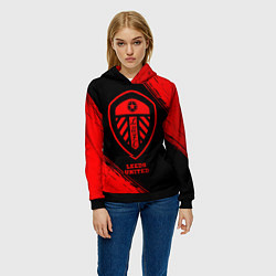 Толстовка-худи женская Leeds United - red gradient, цвет: 3D-черный — фото 2