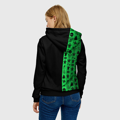 Женская толстовка Новогодние узоры / 3D-Черный – фото 4