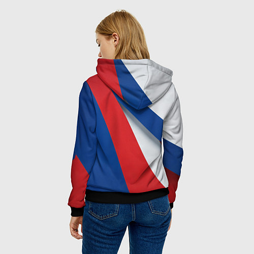 Женская толстовка Цвета флага России и герб / 3D-Черный – фото 4