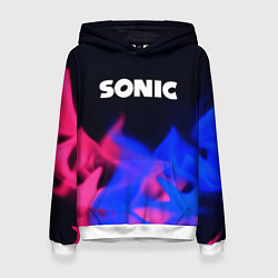 Толстовка-худи женская Sonic neon flame, цвет: 3D-белый