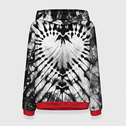 Женская толстовка Абстрактное сердце - черно-белый тай-дай