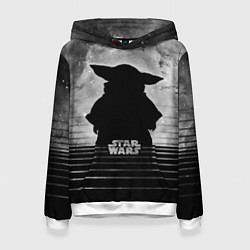 Толстовка-худи женская Звездное небо - Беби Йода, цвет: 3D-белый
