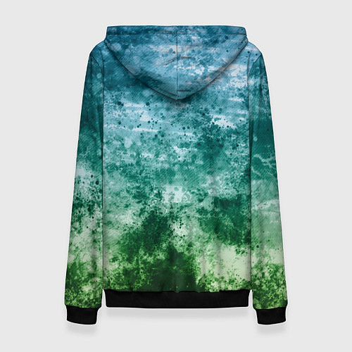 Женская толстовка Агрессивная зеленая змея на абстрактном фоне / 3D-Черный – фото 2