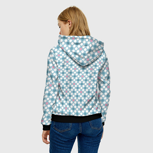 Женская толстовка Белый голубой горошек / 3D-Черный – фото 4