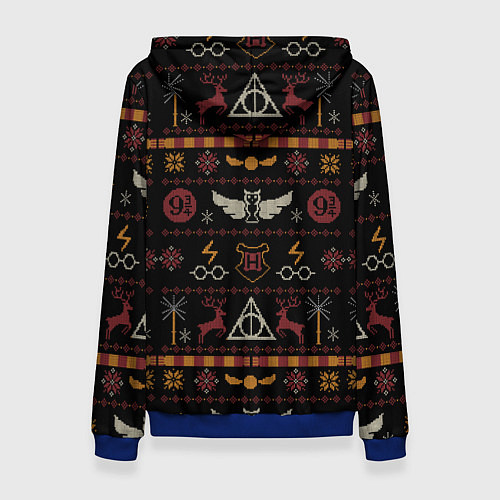 Женская толстовка Новогодний паттерн - Гарри Поттер / 3D-Синий – фото 2