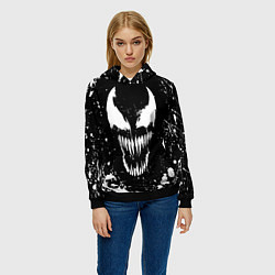 Толстовка-худи женская Venom logo, цвет: 3D-черный — фото 2