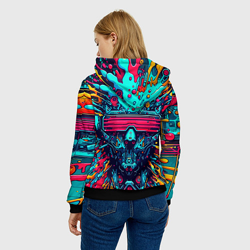 Женская толстовка Cyber dude with glasses - blots / 3D-Черный – фото 4