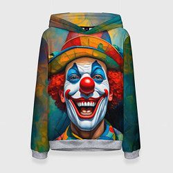 Толстовка-худи женская Нейросеть - безумный клоун, цвет: 3D-меланж