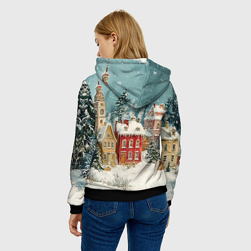 Женская толстовка Праздничный новогодний город / 3D-Черный – фото 4