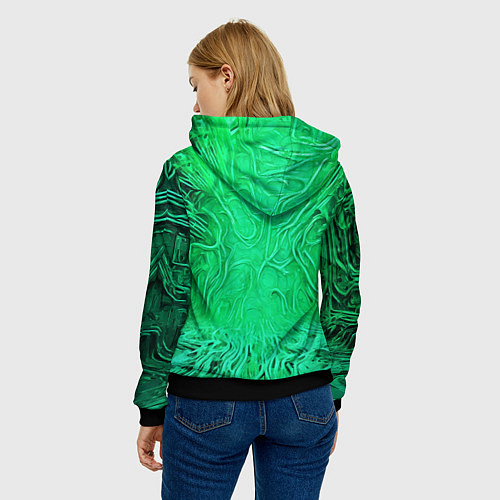 Женская толстовка Зелёный симбионт абстракция / 3D-Черный – фото 4