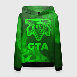 Толстовка-худи женская GTA - green gradient, цвет: 3D-черный