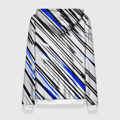 Женская толстовка Диагональные чёрно-синие полосы на белом фоне / 3D-Белый – фото 2