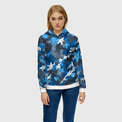 Толстовка-худи женская Синий армейский камуфляж, цвет: 3D-белый — фото 2