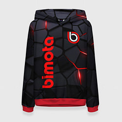 Толстовка-худи женская Bimoto - плиты с эффектом свечения, цвет: 3D-красный