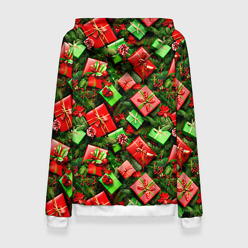 Женская толстовка Новогодние подарки в коробках / 3D-Белый – фото 2