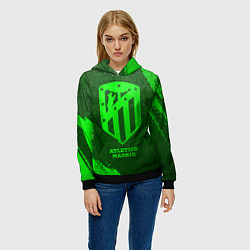 Толстовка-худи женская Atletico Madrid - green gradient, цвет: 3D-черный — фото 2