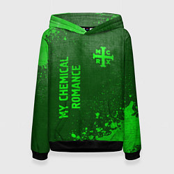 Толстовка-худи женская My Chemical Romance - green gradient вертикально, цвет: 3D-черный