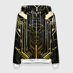 Толстовка-худи женская Gold lines on a black background, цвет: 3D-белый