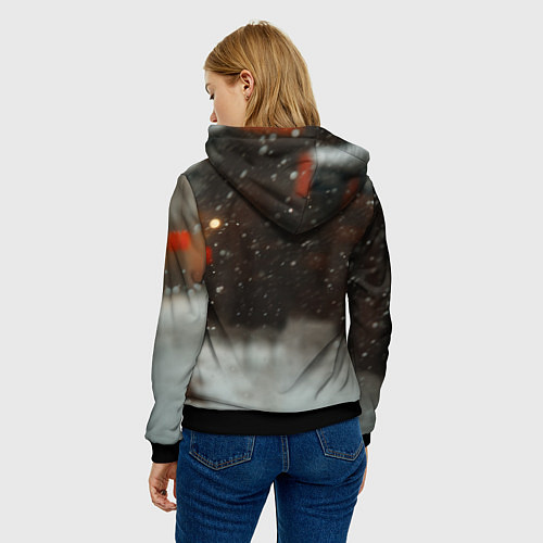 Женская толстовка Лиса с подарком / 3D-Черный – фото 4