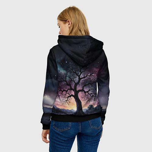 Женская толстовка Дерево под звездами / 3D-Черный – фото 4