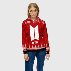 Толстовка-худи женская Новогодний BTS с оленями, цвет: 3D-черный — фото 2