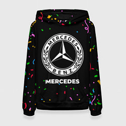 Толстовка-худи женская Mercedes конфети, цвет: 3D-черный