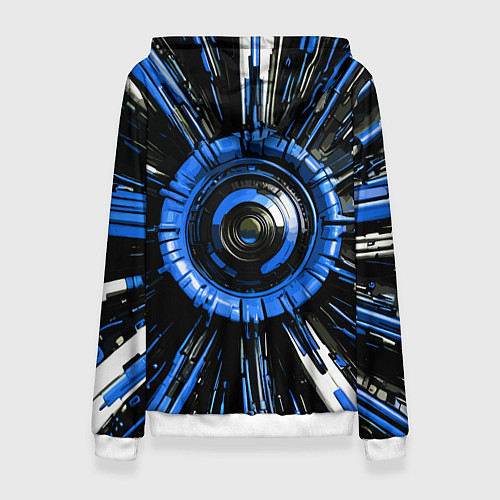 Женская толстовка Чёрно-синяя сфера киберпанк / 3D-Белый – фото 2