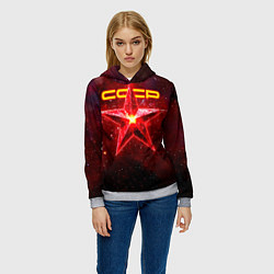 Толстовка-худи женская Космические звезды СССР, цвет: 3D-меланж — фото 2