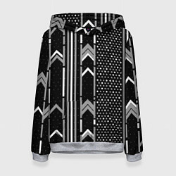 Толстовка-худи женская Закулисье чёрно-белое, цвет: 3D-меланж